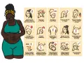 Illustration visar tecken på stressad bebis i magen, som huvudvärk, yrsel, synförändringar, feber, svullnad, andningssvårigheter, bröstsmärta, illamående, smärta, blödning och trötthet.