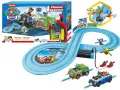 Paw Patrol bana med Chase och Rocky redo för action. Barnen kan köra sina hjältar på den blå banan.