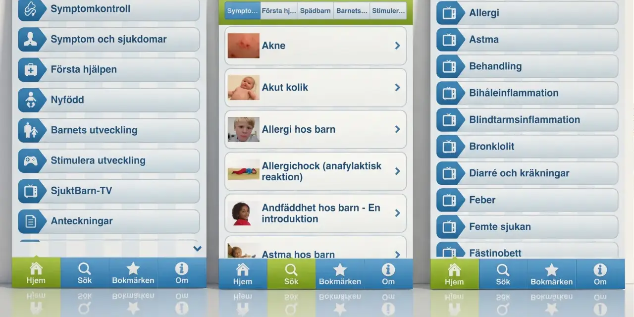 Appen SjuktBarn hjälper föräldrar med barnets hälsa, från symtomkontroll till första hjälpen. Här finns information om allt från akne till astma hos barn, och även tips för att hantera bebis hosta.