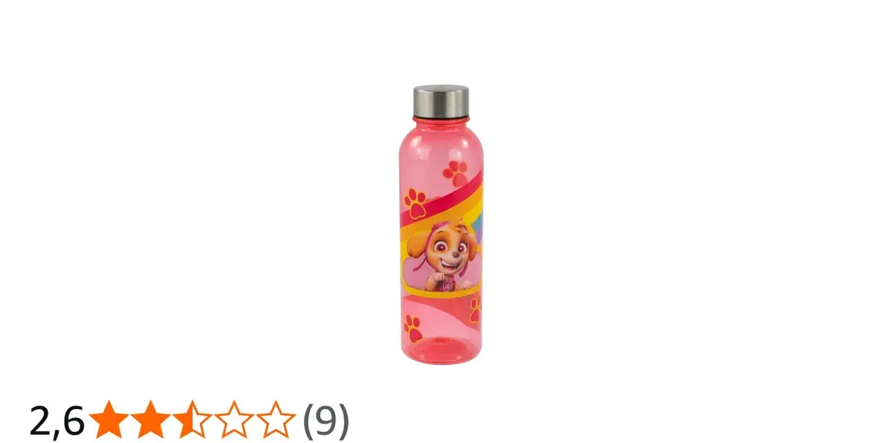 Rosa Paw Patrol vattenflaska med Skye och regnbåge. Perfekt för små äventyrare!