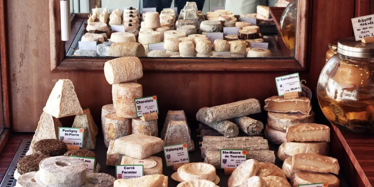 En ostdisk fylld med olika ostar, inklusive en "pecorino gravid" som ser ut att vara en del av ett större sortiment.