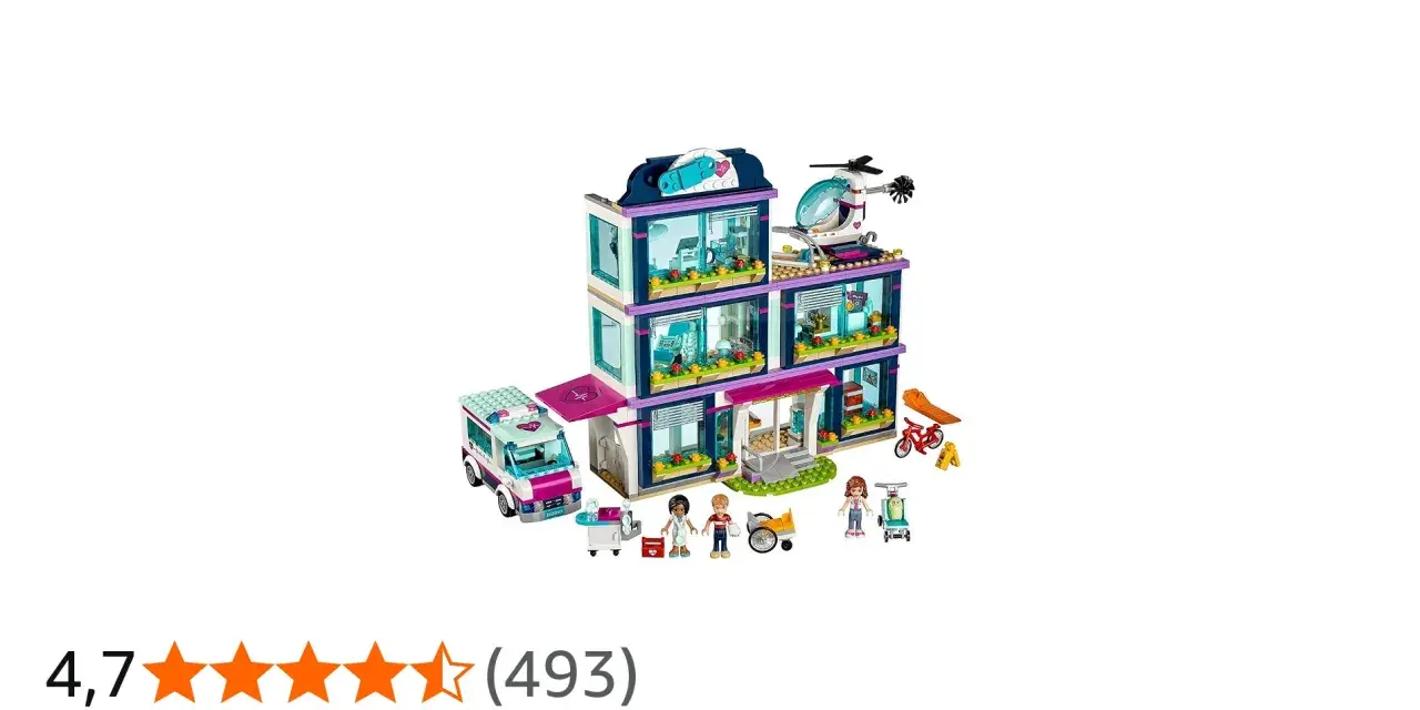 Lego Friends sjukhus med ambulans, helikopter och figurer. Rädda dagen med detta fantastiska sjukhus!