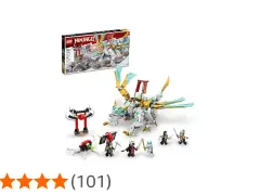 Lego 71786: en imponerande isdrake med gyllene vingar, sex ninjafigurer och en stridsarena.