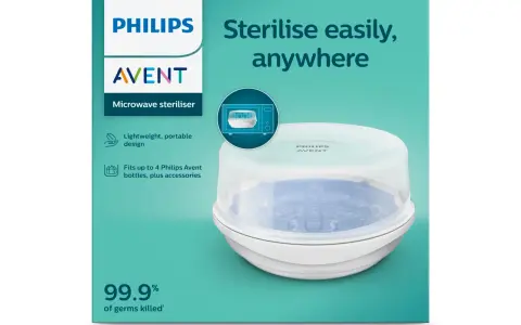 Philips Avent sterilisator för mikrovågsugn. Lätt och portabel, steriliserar upp till 4 flaskor och tillbehör, dödar 99,9% av bakterier.