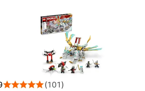 Lego 71786: en imponerande isdrake med gyllene vingar, sex ninjafigurer och en stridsarena.