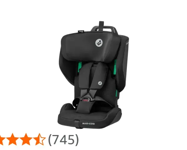 Maxi Cosi Nomad bilbarnstol i svart, med fempunktssele och justerbart nackstöd. Perfekt för resor med barn.