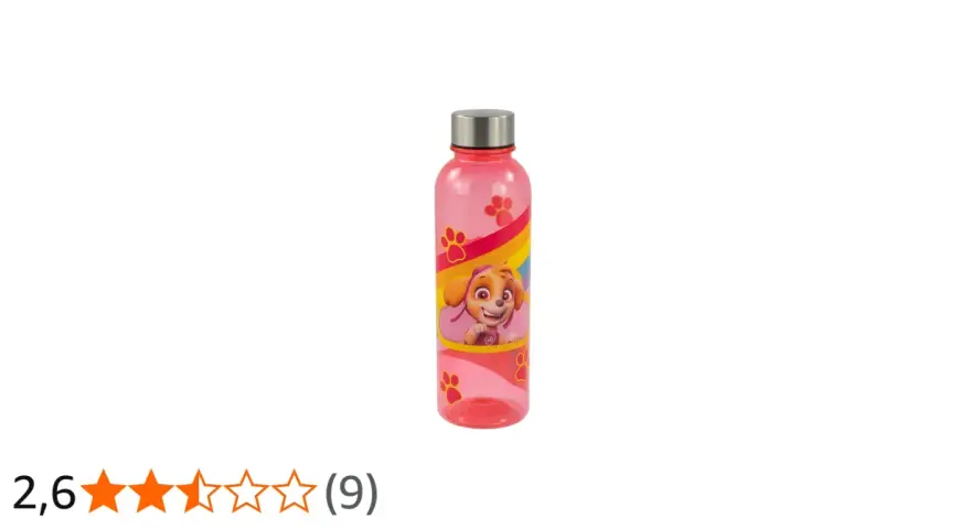 Rosa Paw Patrol vattenflaska med Skye och regnbåge. Perfekt för små äventyrare!