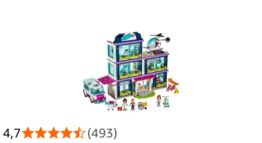 Lego Friends sjukhus med ambulans, helikopter och figurer. Rädda dagen med detta fantastiska sjukhus!