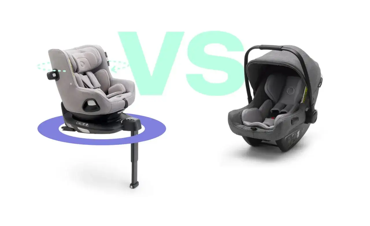 Tv&aring; bilbarnstolar j&auml;mf&ouml;rs: en roterbar stol och en babyskydd. Vilken &auml;r b&auml;st f&ouml;r ditt barn? Kanske en turtle air by nuna?