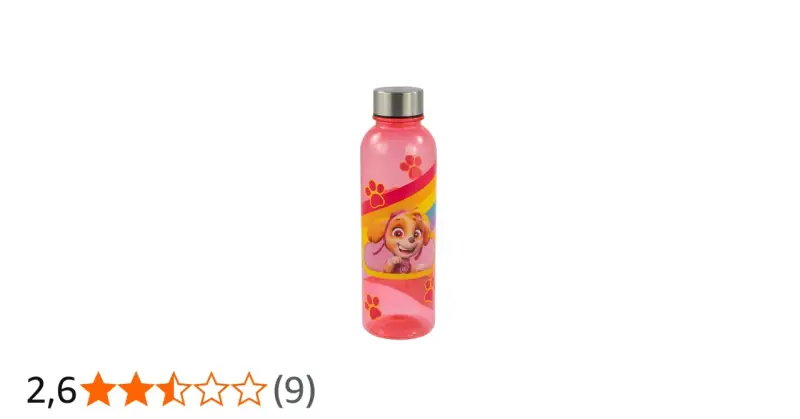 Rosa Paw Patrol vattenflaska med Skye och regnbåge. Perfekt för små äventyrare!
